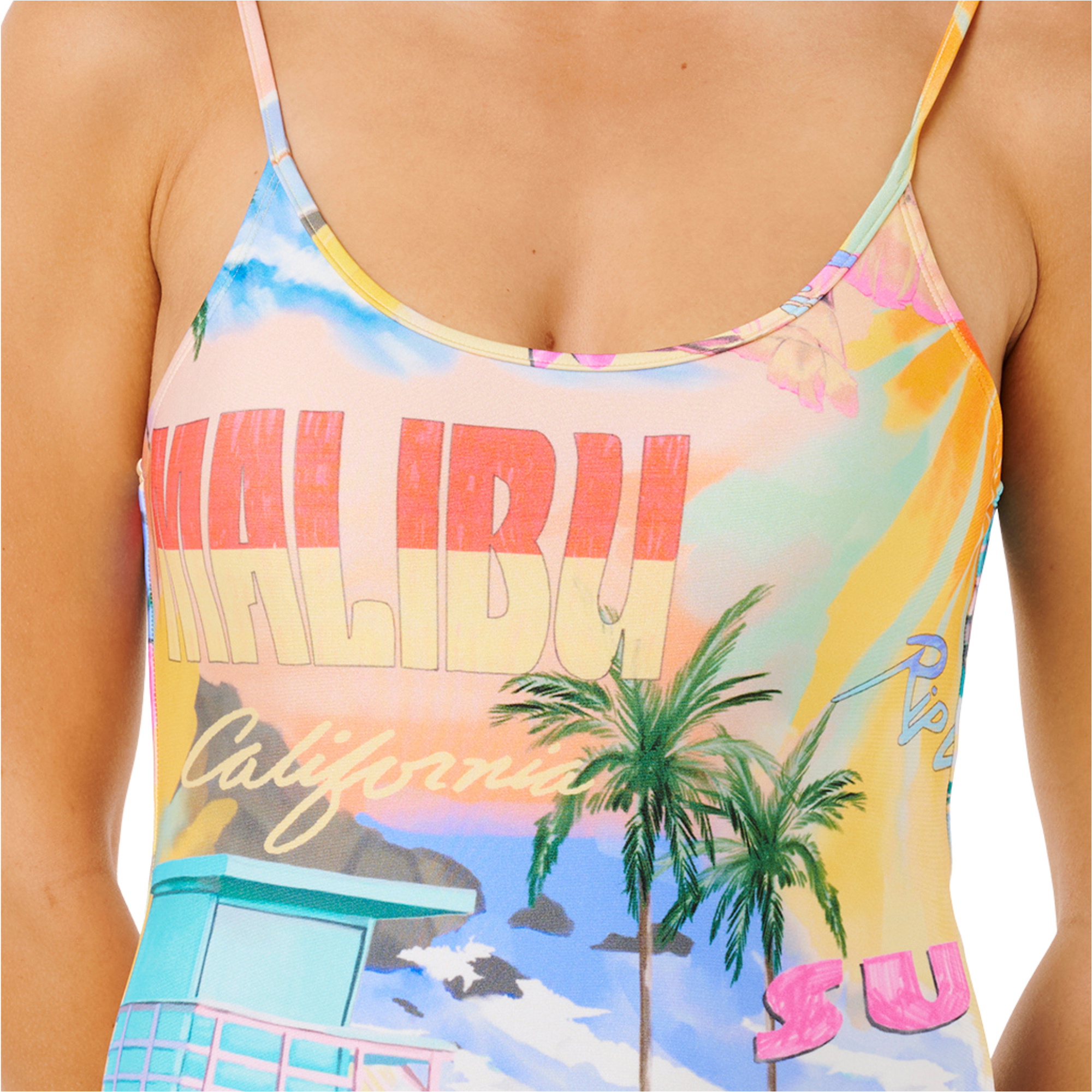 2026 Rip Curl Da Donna Hotel Malibu Cheeky One Piece Swimsuit 0WHWSW - Multi